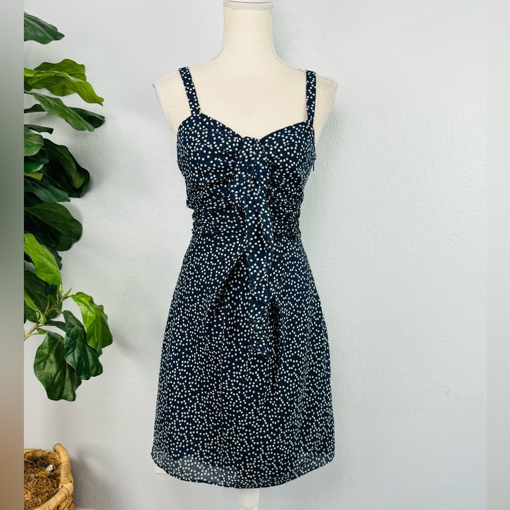 J. Crew Y2K Polka Dot Silk Bow Midi Dress